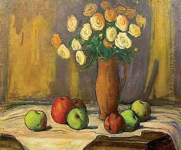 Still Life with Apples Oil Painting by Wladyslaw Slewinski