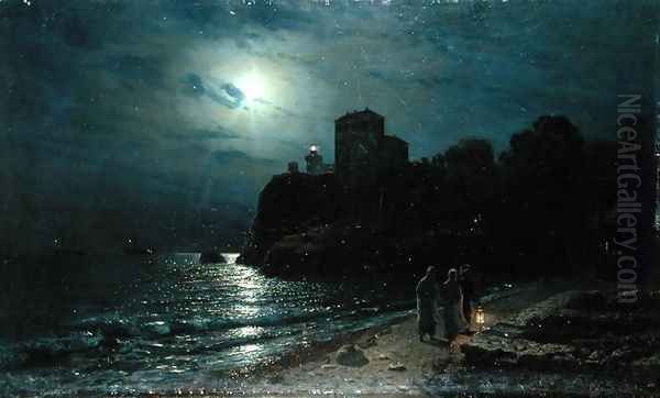 Moonlight on the Edge of a Lake, 1870 Oil Painting by Alexei Kondratyevich Savrasov