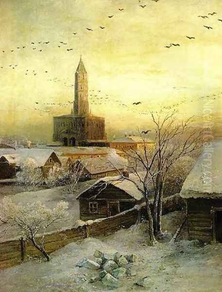 Sukharev Tower (1872) Oil Painting by Alexei Kondratyevich Savrasov