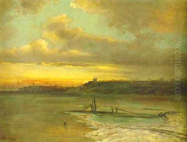 Early Spring, Thaw, (1880s) Oil Painting by Alexei Kondratyevich Savrasov