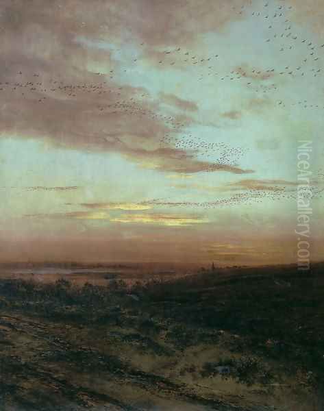 Evening, Migration of birds, 1874 Oil Painting by Alexei Kondratyevich Savrasov