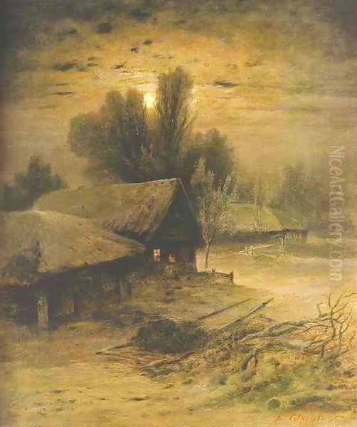 Winter Night (1869) Oil Painting by Alexei Kondratyevich Savrasov