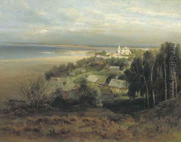 Monastery of Caves near Nizhny Novgorod (1871) Oil Painting by Alexei Kondratyevich Savrasov