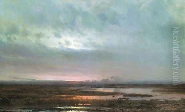 Sundown over a marsh, 1871 Oil Painting by Alexei Kondratyevich Savrasov