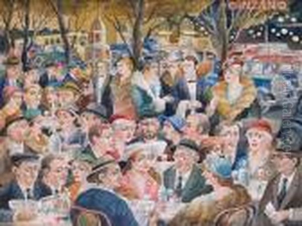 Paris, Terrasse Animee A L'heure De L'aperitif Oil Painting by Aleksandr Rubcov