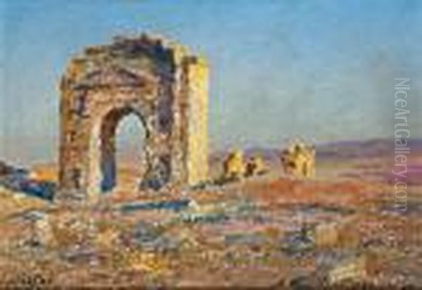 Ruines A Maktar Oil Painting by Aleksandr Rubcov