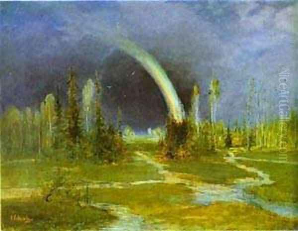 Landscape With A Rainbow 1881 Oil Painting by Alexei Kondratyevich Savrasov