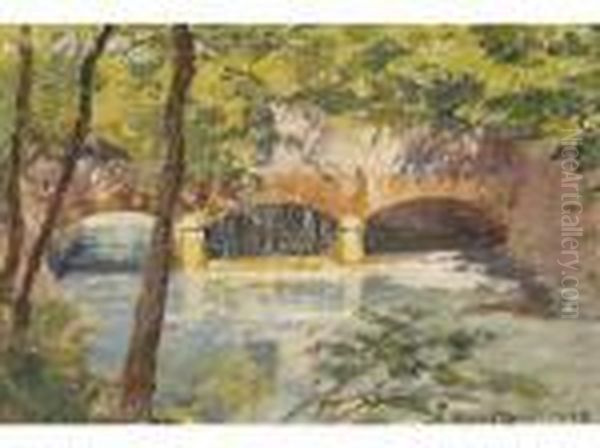 Alexandre Roubtzoff Un Pont En Tunisie Oil Painting by Aleksandr Rubcov