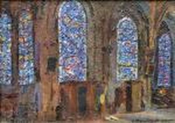 Les Vitraux De La Cathedrale De Bourges (1935) Oil Painting by Aleksandr Rubcov