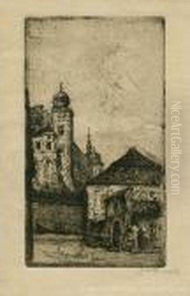 Wawel Od Strony Kosciola Sw. Idziego Oil Painting by Jan Rubczak