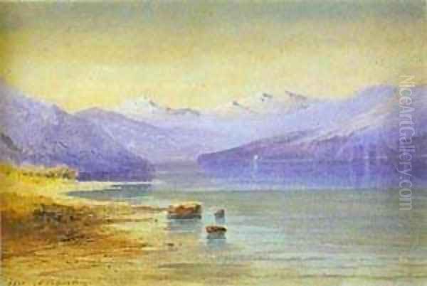 Mountain Lake Switzerland 1854 Oil Painting by Alexei Kondratyevich Savrasov