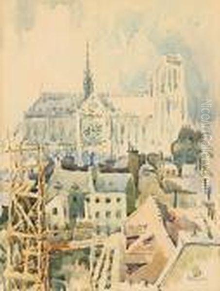 Widok Z Chartres, 1921-23 R. Oil Painting by Jan Rubczak