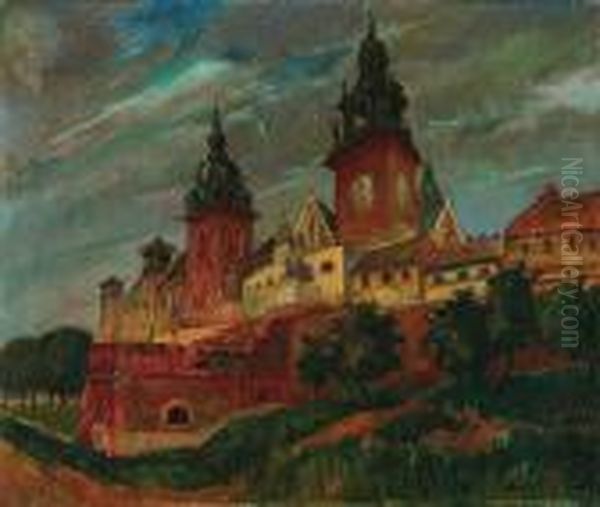 Widok Wawelu, Po 1924 Oil Painting by Jan Rubczak