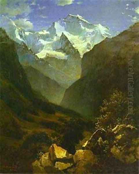 View Of The Swiss Alps From Interlaken 1862 Oil Painting by Alexei Kondratyevich Savrasov