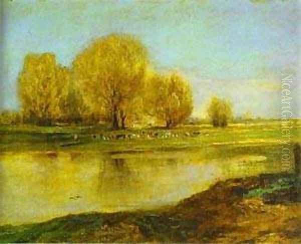 Willows By A Pond 1872 Oil Painting by Alexei Kondratyevich Savrasov