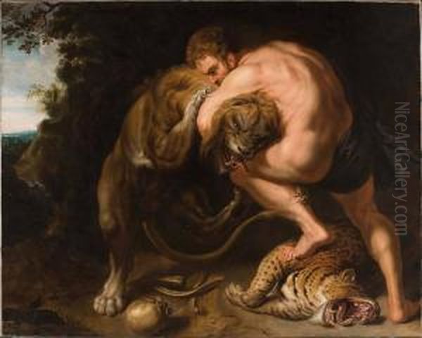 Hercule Etouffant Le Lion De Nemee Oil Painting by Peter Paul Rubens