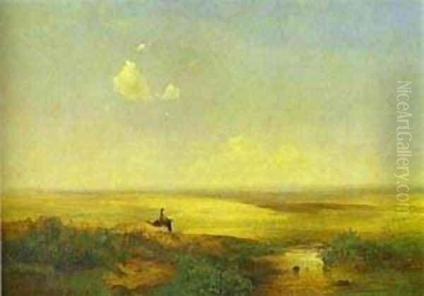 The Steppe In Daytime 1852 Oil Painting by Alexei Kondratyevich Savrasov