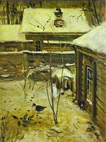 Yard Winter1870s Oil Painting by Alexei Kondratyevich Savrasov