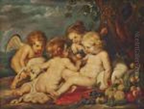 The Christ Child And The Infant Saint John The Baptist Oil Painting by Peter Paul Rubens