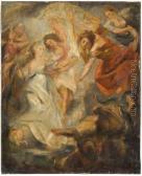 La Reconciliation De Marie De Medicis Et De Louis Xiii Oil Painting by Peter Paul Rubens