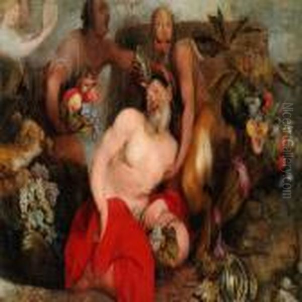 The Drunken Bacchus Surrounded Oil Painting by Peter Paul Rubens