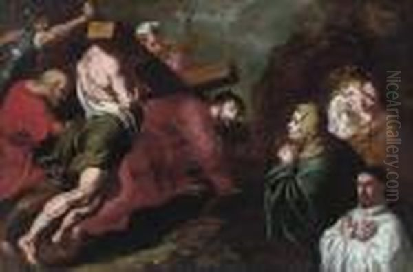 Christ On The Road To Calvary And A Donor Oil Painting by Peter Paul Rubens