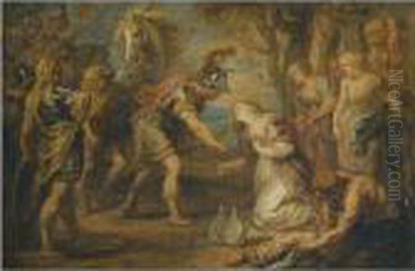 The Meeting Of David And Abigail Oil Painting by Peter Paul Rubens