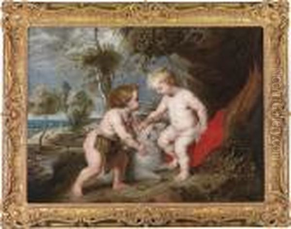 The Christ Child And The Infantbaptist Oil Painting by Peter Paul Rubens