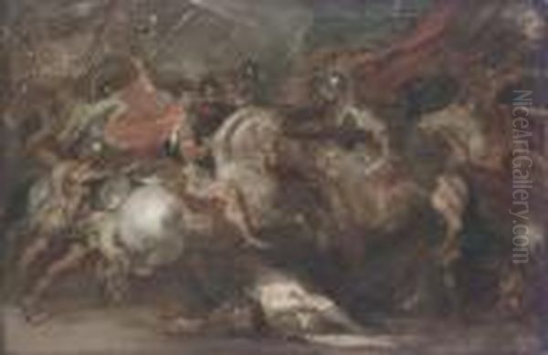 A Cavalry Skirmish Oil Painting by Peter Paul Rubens