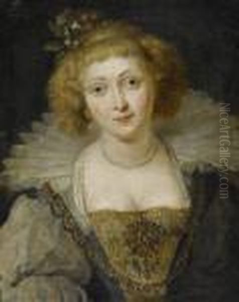 Portrait Of Helene Fourment In Her Bridal Dress. Oil Painting by Peter Paul Rubens