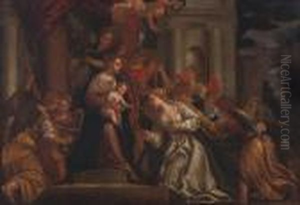 The Mystical Marriage Of Christ Andcatharine Of Siena Oil Painting by Peter Paul Rubens