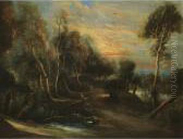 A Wooded Landscape At Sunset Oil Painting by Peter Paul Rubens