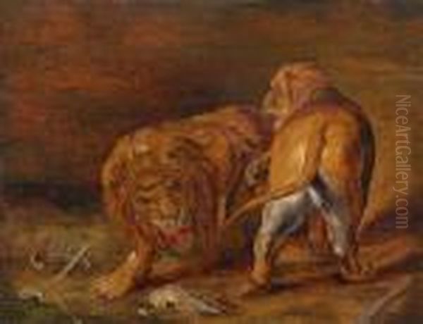 Zwei Lowen Oil Painting by Peter Paul Rubens