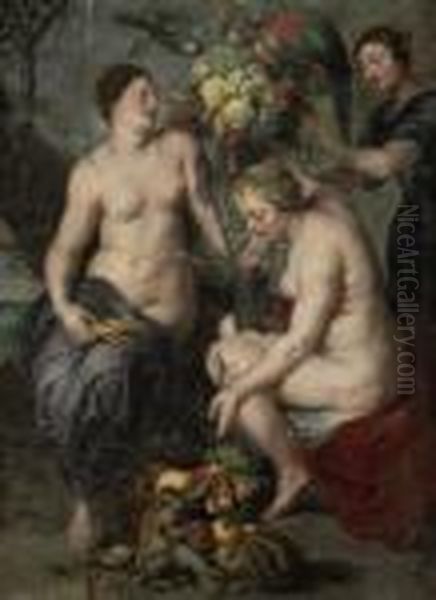 Ceres With Attendant Nymphs Oil Painting by Peter Paul Rubens