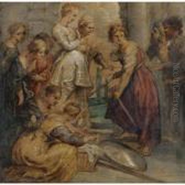 Achilles Among The Daughters Of Lycomedes Oil Painting by Peter Paul Rubens