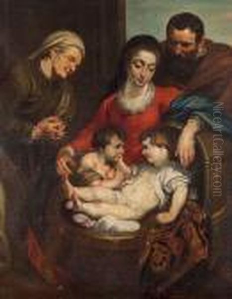 Madonna Col Bambino, San Giovannino, San Giuseppe E Santanna Oil Painting by Peter Paul Rubens