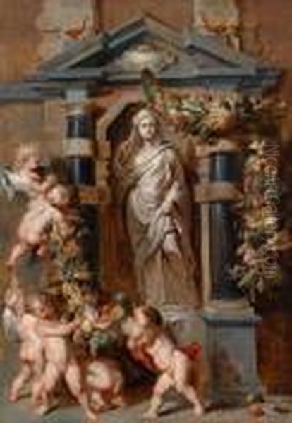 Werkstatt Diestatue Der Gottin Ceres In Einer Nische Oil Painting by Peter Paul Rubens