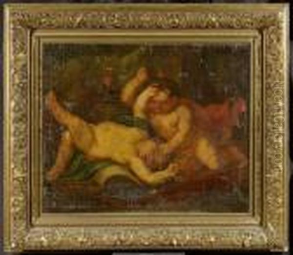 Two Fighting Putti Oil Painting by Peter Paul Rubens