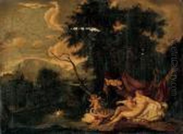 A Wooded River Landscape With Echo And Narcissus Oil Painting by Peter Paul Rubens