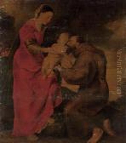 The Virgin And Child With Saint Francis Oil Painting by Peter Paul Rubens