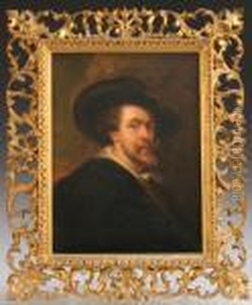 Self Portrait Of The Artist Wearing A Dark Hat And Jacket Oil Painting by Peter Paul Rubens