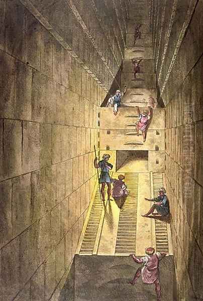 Exploration of the Great Pyramid of Giza, from Le Costume Ancien et Moderne by Jules Ferrario, engraved by Gaetano Zancon 1771-1816 Oil Painting by Alessandro Sanquirico