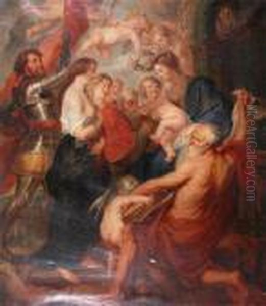 Flemish Madonna With Saints Oil Painting by Peter Paul Rubens