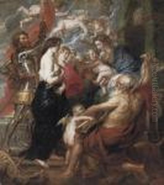 The Virgin And Child With Saints George, Jerome, Mary Magdalene And Three Others Oil Painting by Peter Paul Rubens