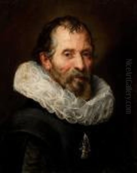 Portrait Of A Bearded Man With Lace Oil Painting by Peter Paul Rubens