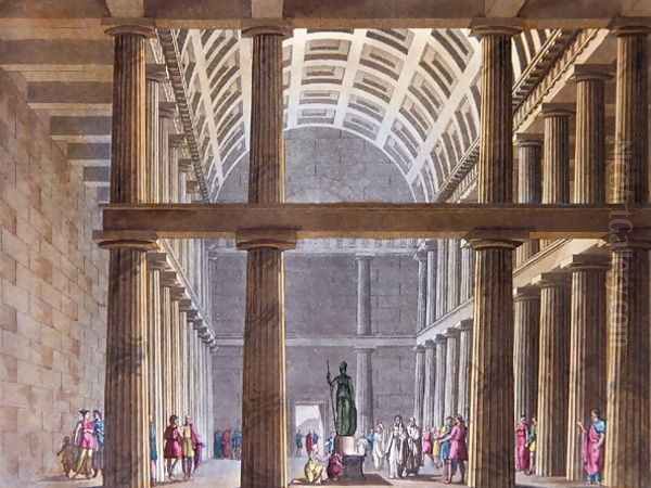 The Interior of the Parthenon, illustration from Le Costume Ancien ou Moderne by Jules Ferrario, engraved by G. Castellini, Milan 1821 Oil Painting by Alessandro Sanquirico