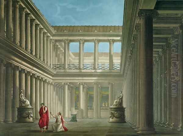 Interior of the Basilica in Pompeii, design for the opera LUltimo Giorno di Pompeii, 1827 Oil Painting by Alessandro Sanquirico