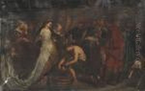 Queen Tomyris Being Presented With The Head Of King Cyrus Oil Painting by Peter Paul Rubens