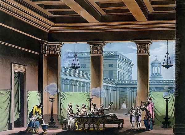 The Triclinium, from Le Costume Ancien et Moderne by Jules Ferrario, c.1820 Oil Painting by Alessandro Sanquirico