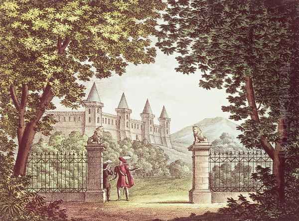 The Gardens of Windsor Castle, set design for the opera Anna Bolena, engraved by Ricordi Oil Painting by Alessandro Sanquirico